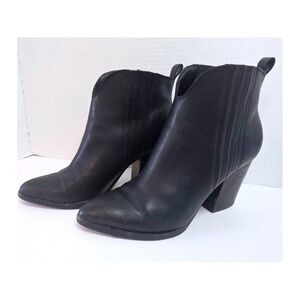 Marc Fisher LTD Annabele Western Heeled Bootie Black Leather SZ 6.5 CALLOUT HEEL